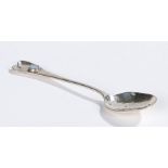 Arts and Crafts style white metal teaspoon with all-over beaten decoration, the heart form