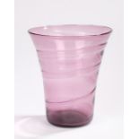 Purple glass vase , the tapering body with swirl decoration, 28.5cm high, 25.5cm diameterNo