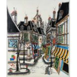 Mid 20th Century Parisian street scene, indistinctly signed oil on canvas, housed in a mottled