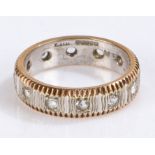 9 carat gold eternity ring, set with clear paste, ring size N, 4.8g