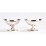 Pair of George III silver salts, London 1802, maker John Emes, of oval form with reeded rims, the
