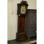 Victorian long cased clock by Woller and ? of Norwich, the painted dial decorated with foliage and