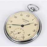 Sekonda open face pocket watch, the white dial with Arabic numerals and subsidiary seconds dial,