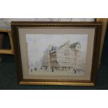 British school, unsigned watercolour of a town scene