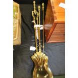 Brass companion set, consisting of shovel, tongs and poker (3)