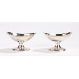 Pair of George III silver salts, London 1811, maker HP & C? of oval form with reeded rims, the
