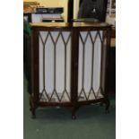 20th Century cabinet with astragal glazed doors, opening to reveal a single shelf, standing on