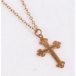 9 carat gold cross, on a 9 carat necklace, 1.8g