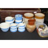 Collection of T G Green & Co Cornish Kitchen Ware, consisting of jars, mugs, a jug and a bowl,