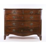 19th Century Continental serpentine chest of drawers, the serpentine top above two short and three