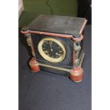 Victorian black slate and bronze mounted bracket clock, with figural columns and a signed dial,