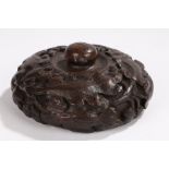 Carved oak boss with leaf and acorn decoration, 19cm diameterSome small white spots to carving