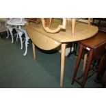 Oak effect drop leaf dining table, on turned legs, 105.5cm wide