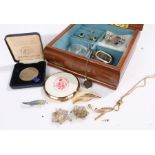 Jewellery to include silver locket, two rings, brooches, Royal Hospital Chelsea commemorative