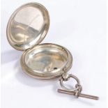 Silver hunter pocket watch case and T bar, 2.1oz