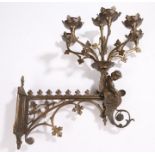 Neo classical French wall sconce, the six candle sconces raised on a support in the form of a cherub