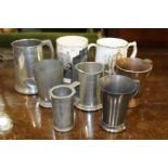 Collection of tankards, to include pewter examples, porcelain and copper, (qty)