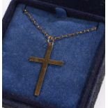 9 carat gold cross, on a 9 carat necklace, 3.7g