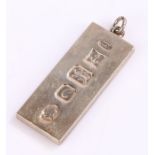 Elizabeth II silver ingot pendant, 1.06oz