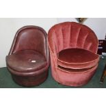 Sherbourne leatherette upholstered chair together with a red velvet upholstered chair (2)