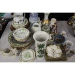 Collection of ceramics, to include a Botanic Garden Portmeirion vases, coronation mugs, plates,