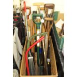 Garden tools, to include spades, forks, rake, saws etc. (qty)
