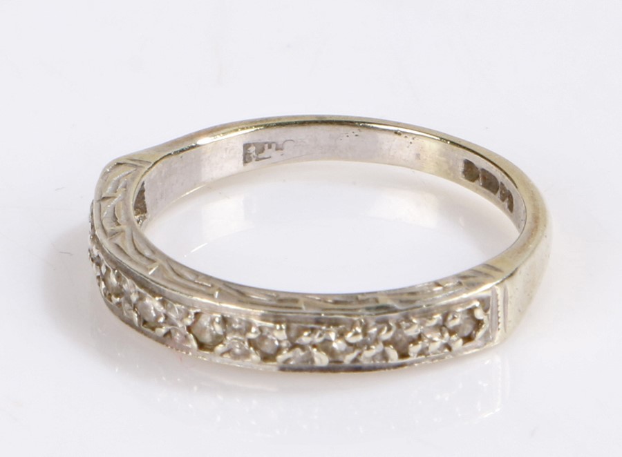 9 carat gold half eternity ring, set with clear paste, ring size M, 2.4g