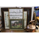 Collection of pictures and prints, to include a map of Suffolk, Snoopy comic and copper items (qty)