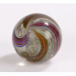 Large 19th Century glass marble, with an internal Latticinio core and outer swirls, 33mm diameter