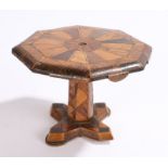 Charming late 19th Century dolls house specimen wood miniature breakfast table, the octagonal top