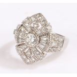 Silver ring set with cubic zirconia, ring size N 1/2