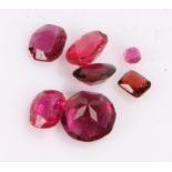 Unmounted synthetic rubies, various sizes and cuts, (7)Only three are Rubies