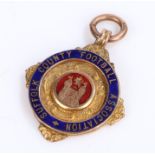 9 carat gold pocket watch chain fob, enamelled inscription "Suffolk County Football Association",