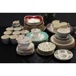 Collection of porcelain tea services and plates, to include Royal Tudor Ware 'Fantasy' pattern,