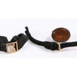 9 carat gold and black silk mourning bracelet, the gold panel with pierced initial R, 9 carat gold