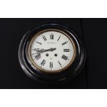 Ebonised dial clock, the white dial with name "Hennequin EU", 37.5cm diameter