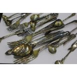 Plated flatware ,to include mustard spoons, sugar tongs, forks etc. (qty)