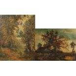 D Van Jupe? pair of landscape scenes with trees, oil on canvas, housed in gilt frames