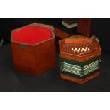 "Semper Sursum" concertina, housed in a hexagonal wooden case (AF)