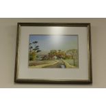 Andrew Findlay, "farm North Essex", signed watercolour, housed in a gilt glazed frame, the