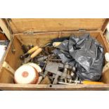 Hand tools and workshop accessories, to include pine toolbox, drill bits, saws, vices etc. (qty)