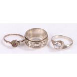 Silver ring set with red and clear paste, ring size M 1/2, white metal ring set with clear paste,