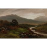 Dartmoor school, late 19th/early 20th Century, Moorland landscape, unsigned oil on canvas, 59cm x