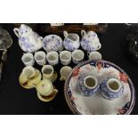 Tea service, together with a Japanese part example, a bowl and two jars