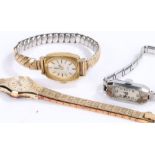 Ladies wristwatches, to include Seiko and Rotary manual wound gilt watches, stainless steel cocktail