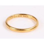 22 carat gold wedding band, ring size Q, 3.4g