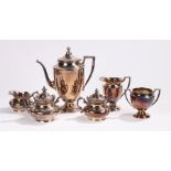 Three piece silver plated bachelors tea set, to include teapot, jug and lidded bowl, also together