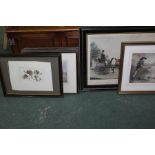 Sporting prints, to include four partridge shooting prints, study of hounds, hunting scene, carriage