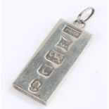 Elizabeth II silver ingot pendant, 1oz