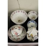 19th Century porcelain, to include an incense burner, pearl ware bowls, two further bowls and a